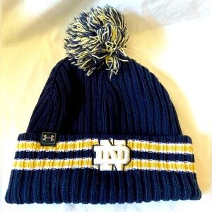 Notre Dame fighting Irish Under Armour Cuff Knit Beanie Pom Hat Cap